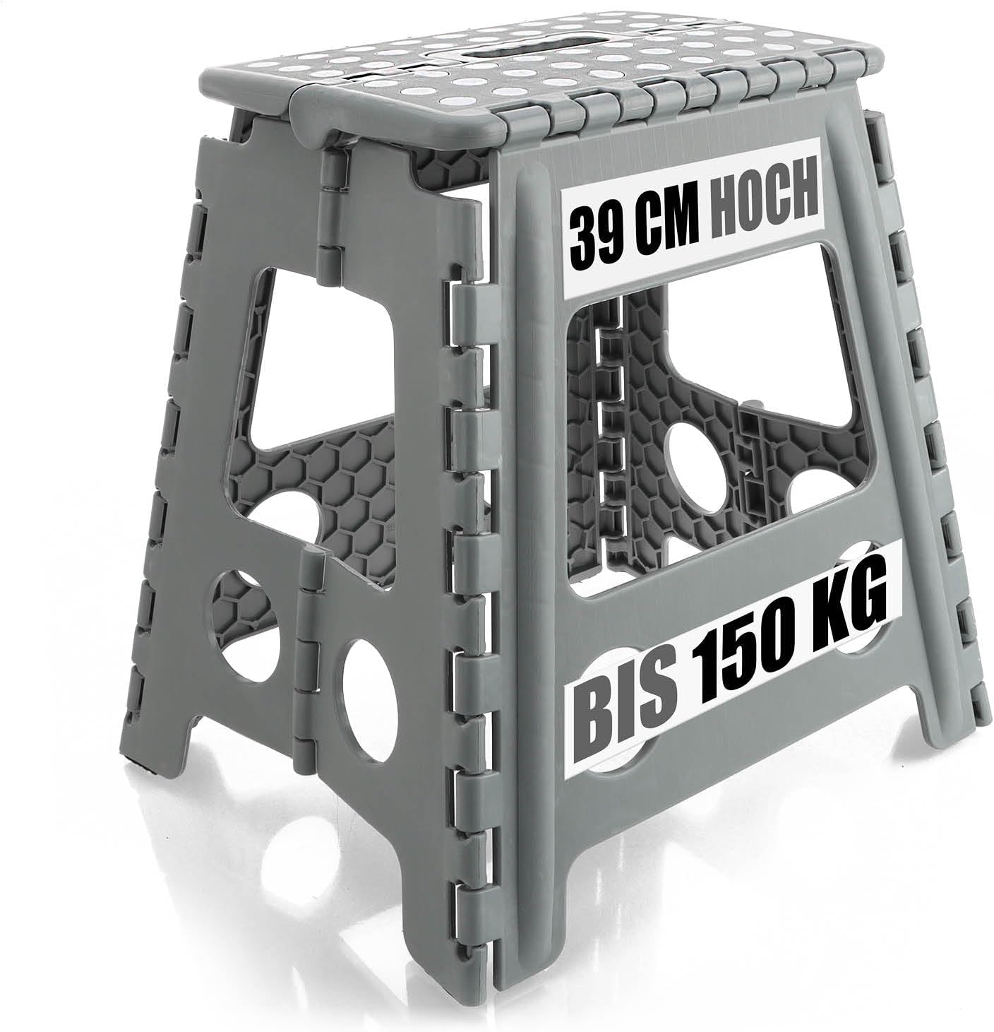 Klapptritt mit Gumminoppen XXL - Rutschfester Tritthocker, Weiss/Grau Xxl - 1 Stück