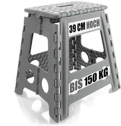 Klapptritt mit Gumminoppen XXL - Rutschfester Tritthocker, Weiss/Grau Xxl - 1 Stück