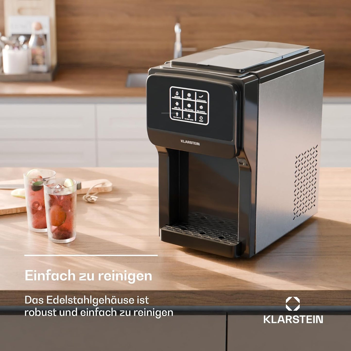 3in1 Eiswürfelmaschine mit Wasserspender und Crushed Ice, 3 in1 Crushed Ice Digital|Schwarz