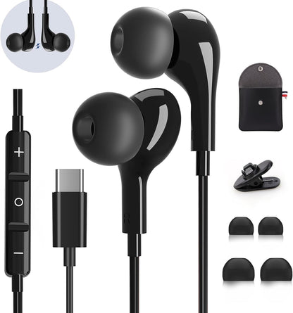 In-Ear Kopfhörer mit Mikrofon, Schwarz USB Typ C