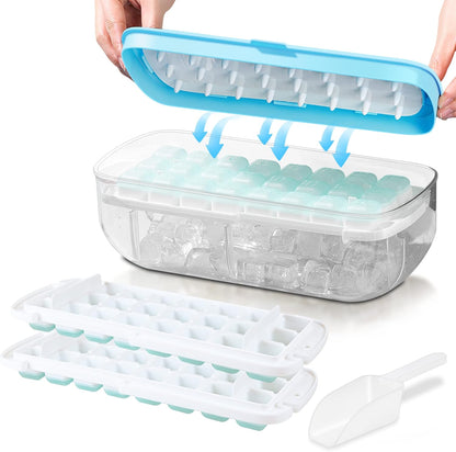 Eiswürfelform mit Deckel, einfaches Freigeben, Blau