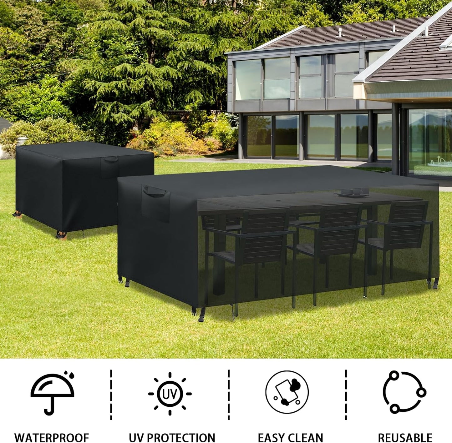 Gartenmöbel-Abdeckplane, Schwarz, 300x250x100cm