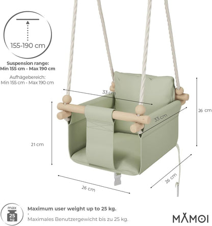Babyschaukel aus Holz für Indoor-Nutzung, Grün