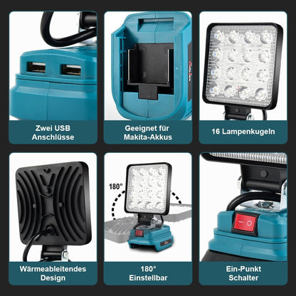 Akku LED Arbeitsleuchte für Makita, 4 zoll 2
