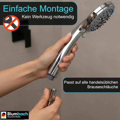 Duschkopf Energy Rain mit 9 Strahlarten, wassersparend, Chrom - Hochdruck-duschkopf
