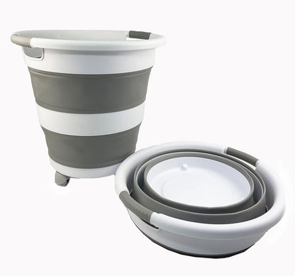 Faltbares Wäschekorb-Set mit Rädern, Grau (2er-set)