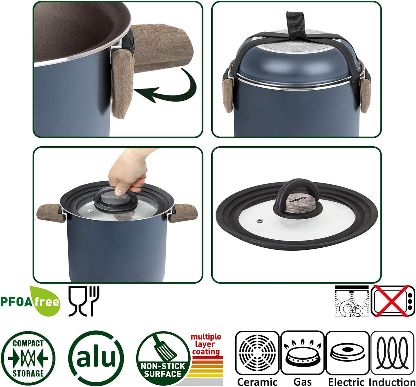 Camping-Kochgeschirr-Set, Alu-Topfset Ø 18-cm 5+1-teilig