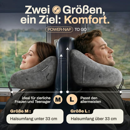 Aufblasbares Nackenkissen mit abnehmbarer Kapuze, Grösse M, Dunkelgrau Klein - für zierliche Frauen und Teenager
