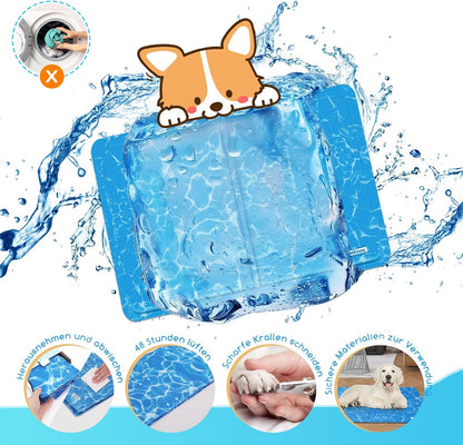 Kühlmatte für Haustiere, selbstkühlend und ungiftig, L 65 x B 50 x H 2 cm Blau