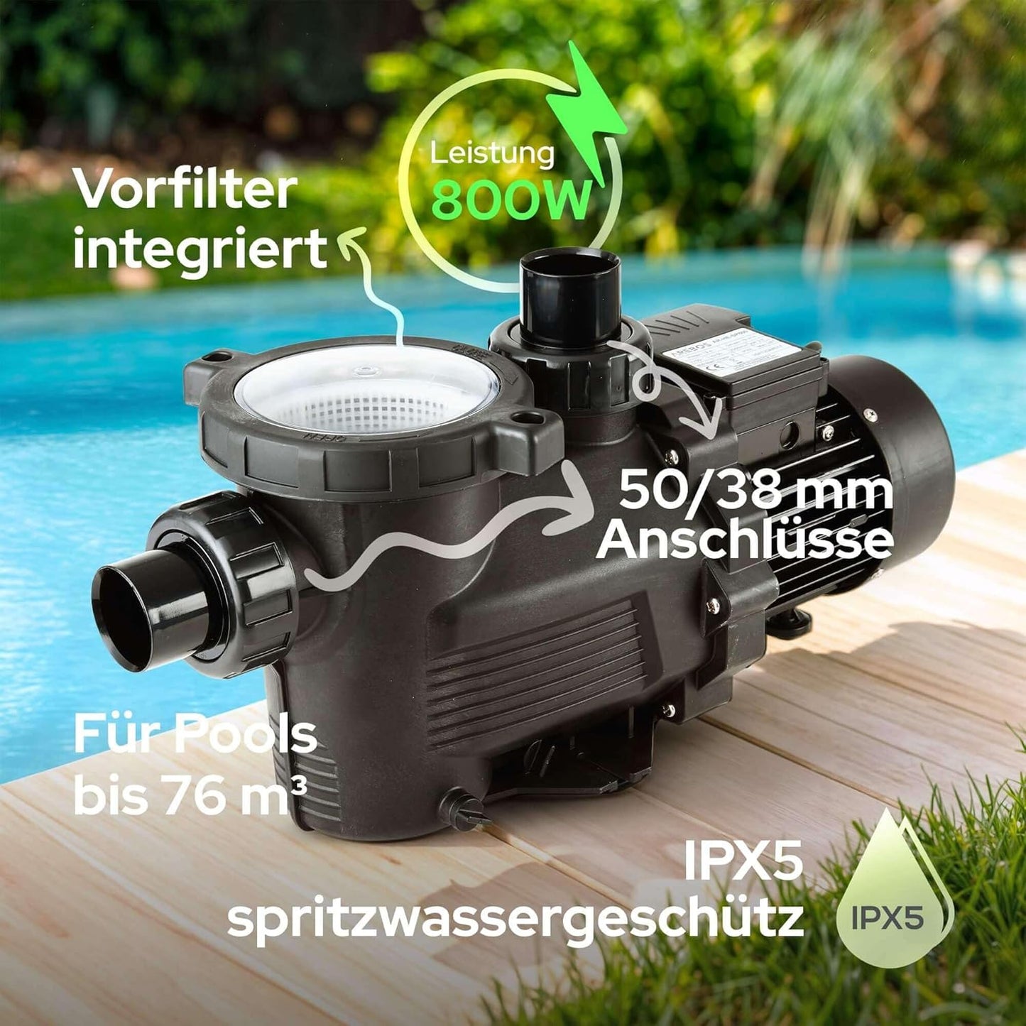 Schwimmbadpumpe mit Vorfilter