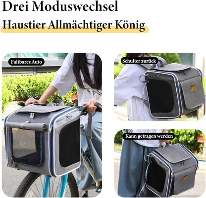 Faltbarer Fahrrad-Hundekorb, Gray