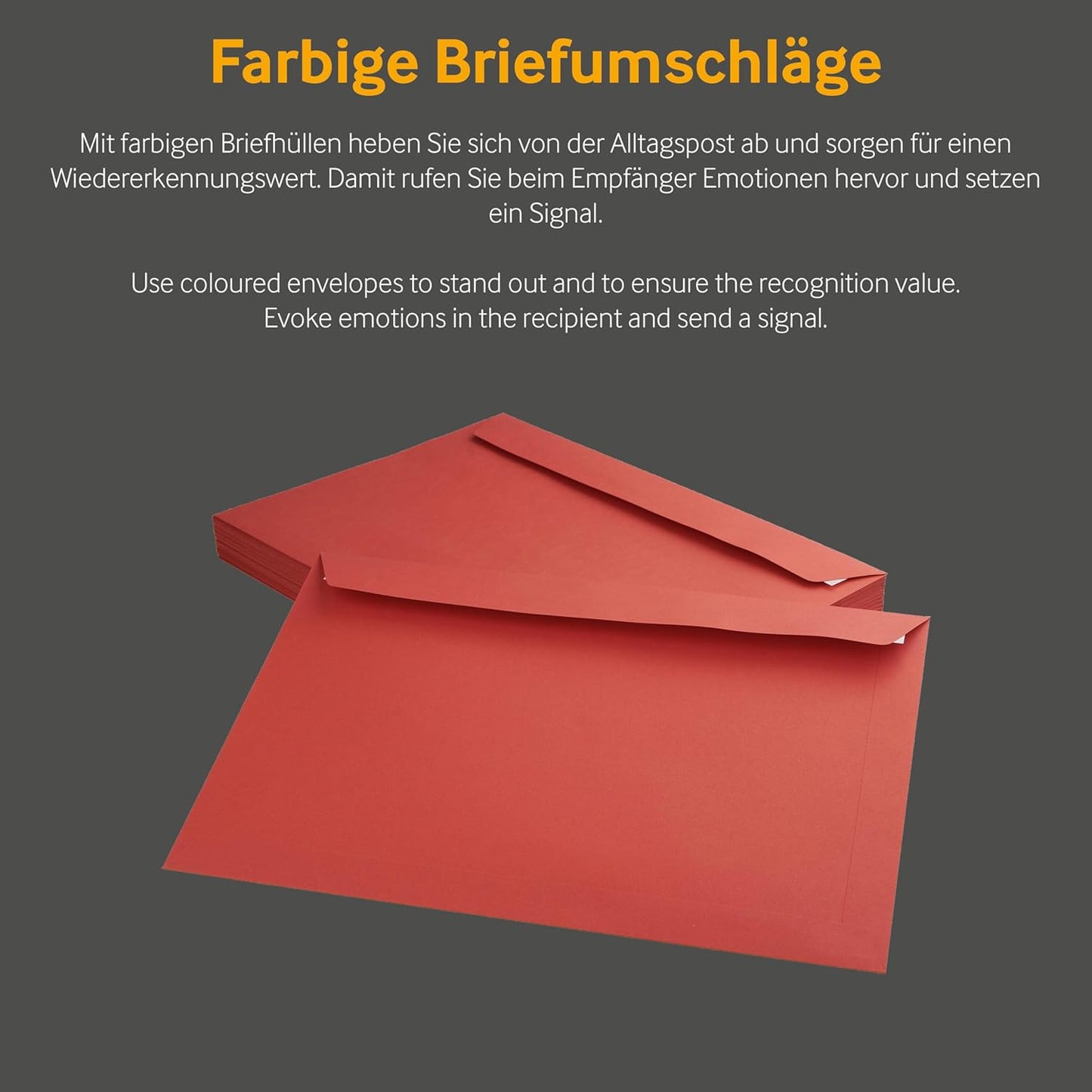 50 rote Briefumschläge DIN C4 mit Haftklebung, DIN C4 Rot-50