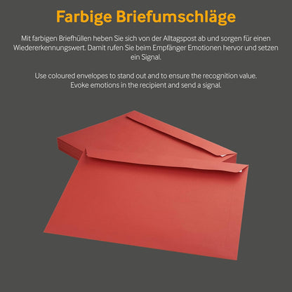 50 rote Briefumschläge DIN C4 mit Haftklebung, DIN C4 Rot-50