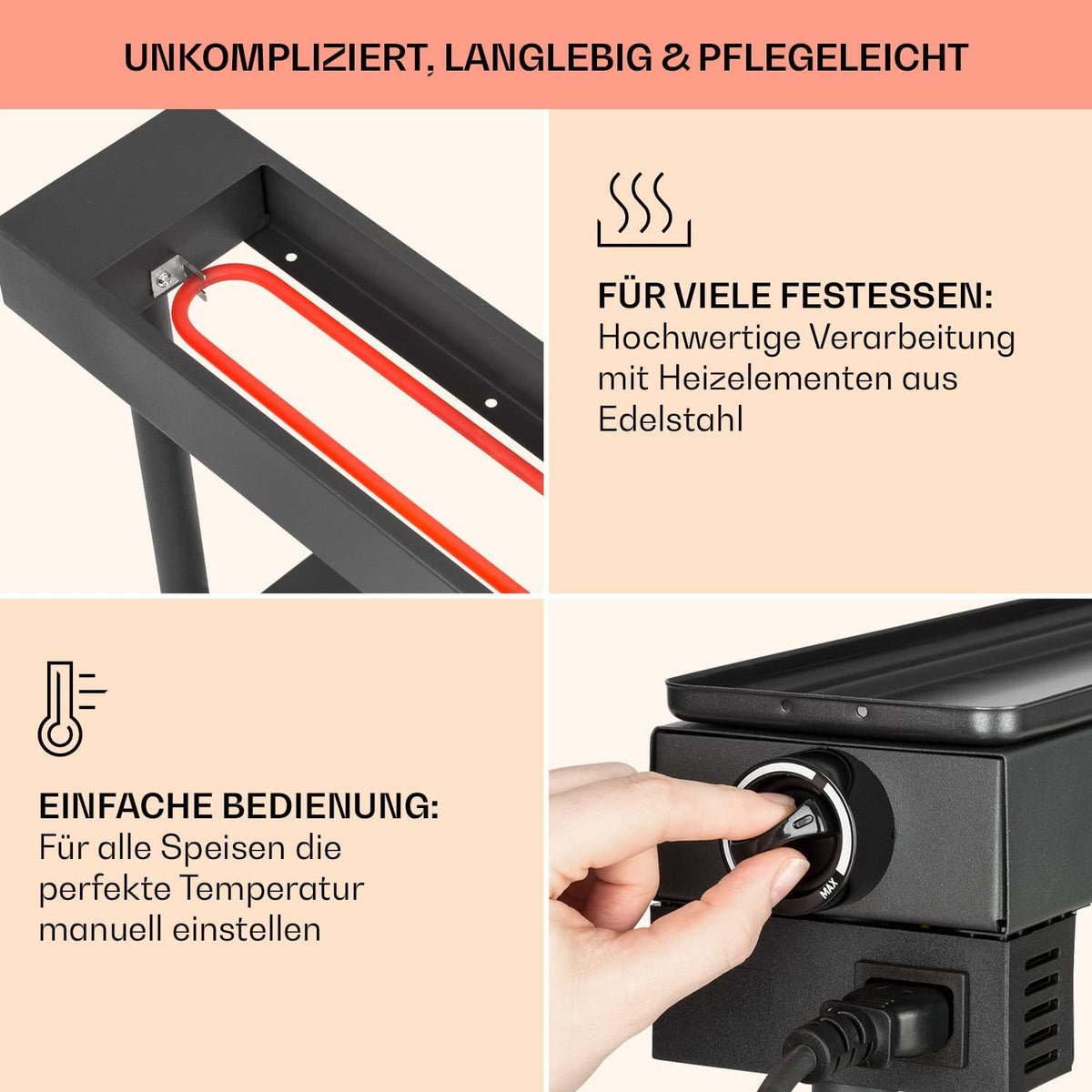 Käse Raclette-Grill, Grauschwarz - 1000 W