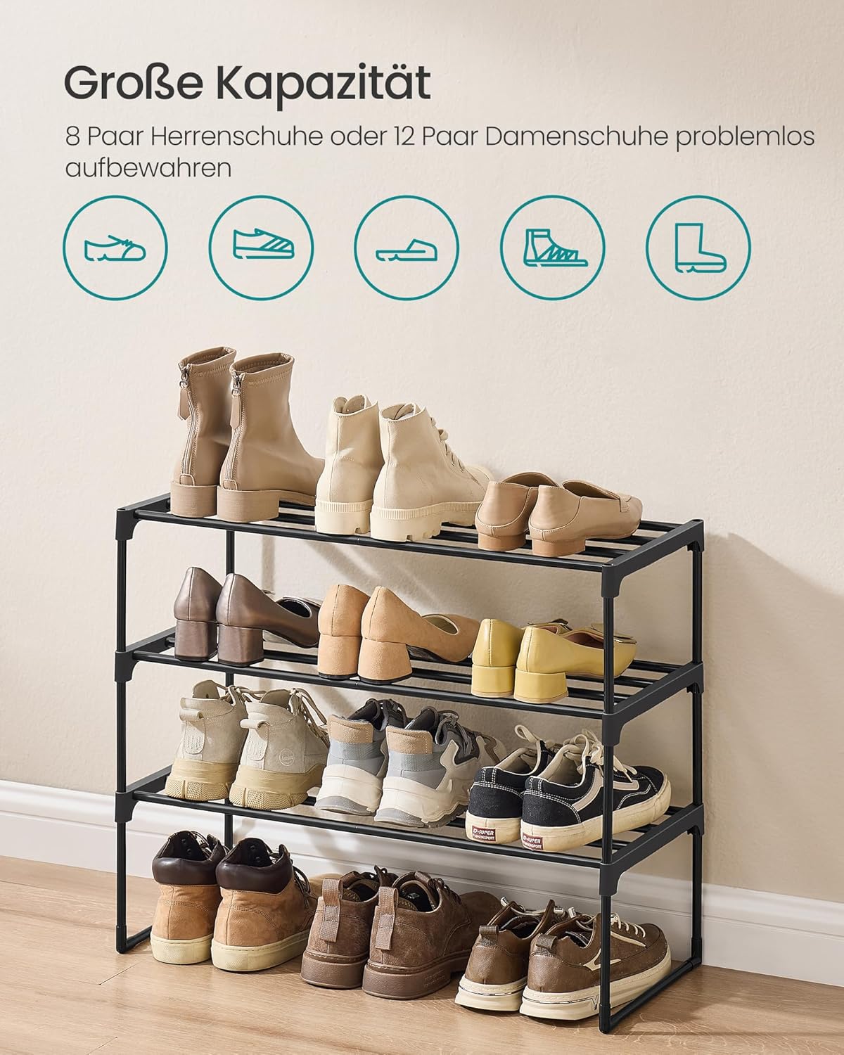 Schuhregal mit 3 Ebenen, 3 Ebenen (68B cm)