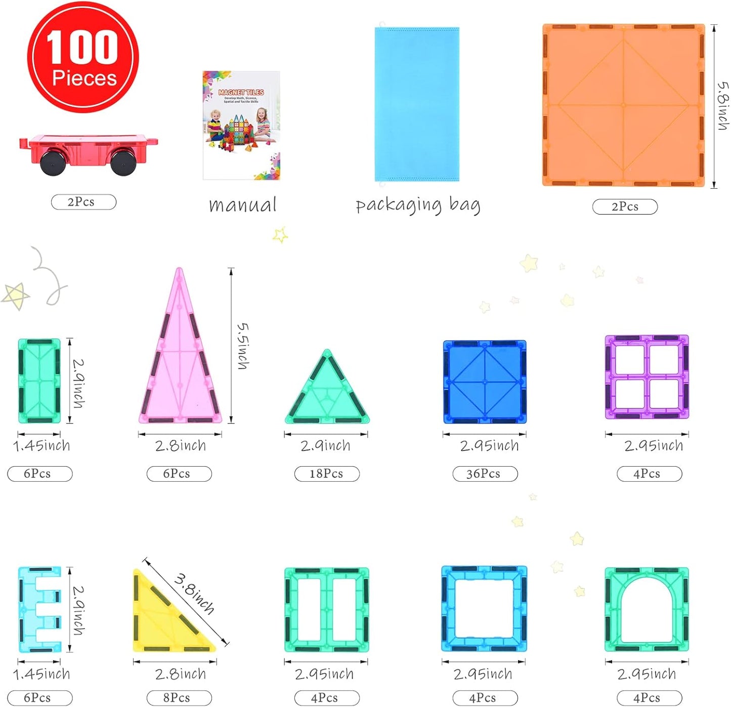 Magnetische Bausteine, 100 pcs