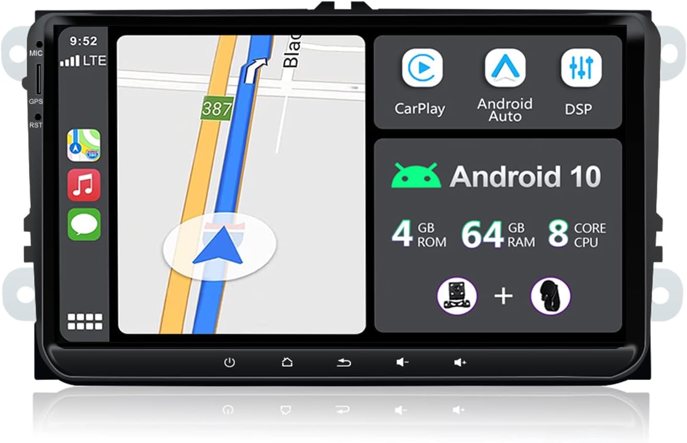 Android 10 Autoradio für VW/Skoda/Seat mit Carplay & DSP, AC8257-2G32G-8 Core