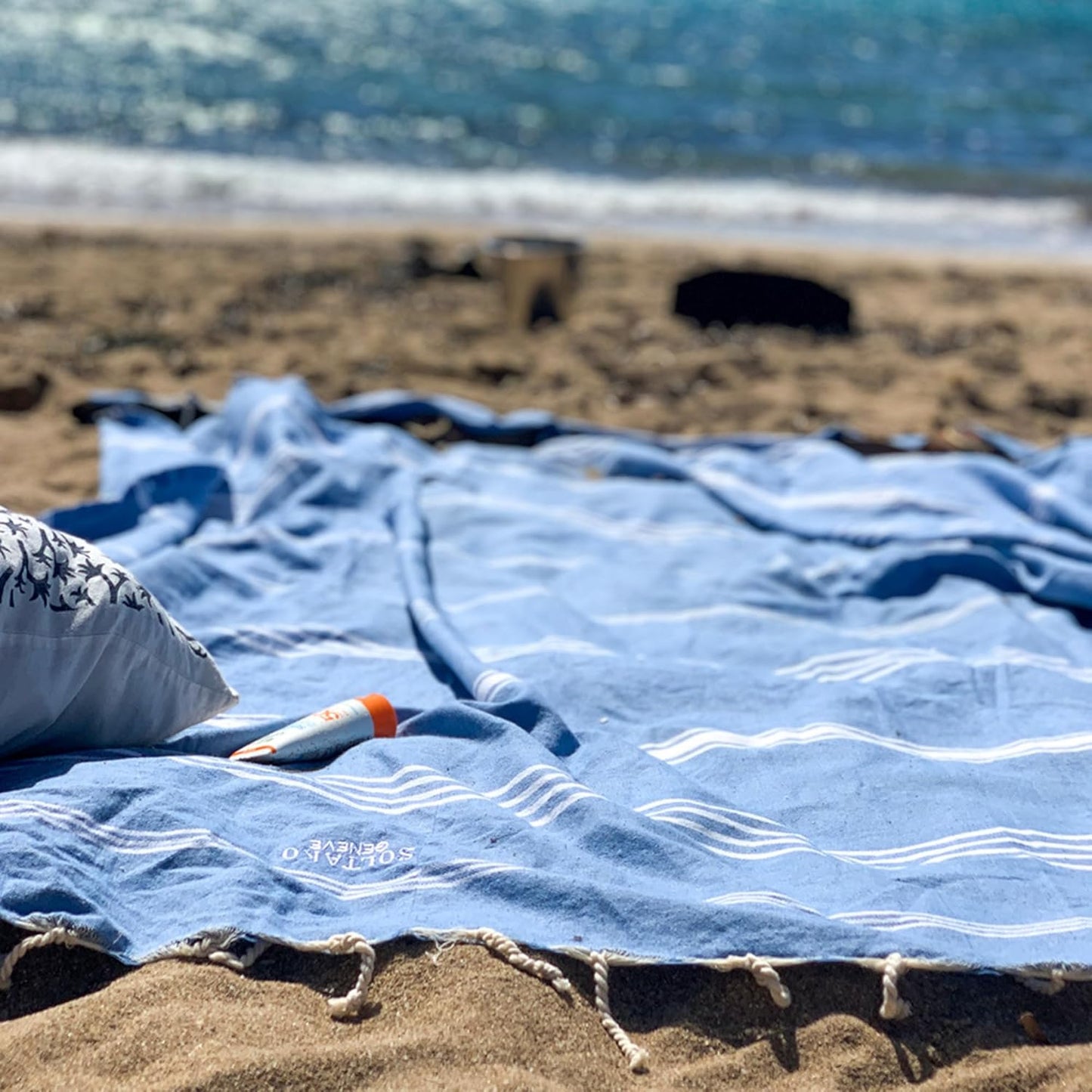 Fouta Bali Premium Strandtuch, Denim-blau 200/200cm