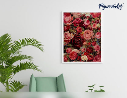 Malen nach Zahlen Romantische Blumen, 40 x 50 cm, Romantische Blumen 40x50cm Mit Keilrahmen (nicht gespannt)