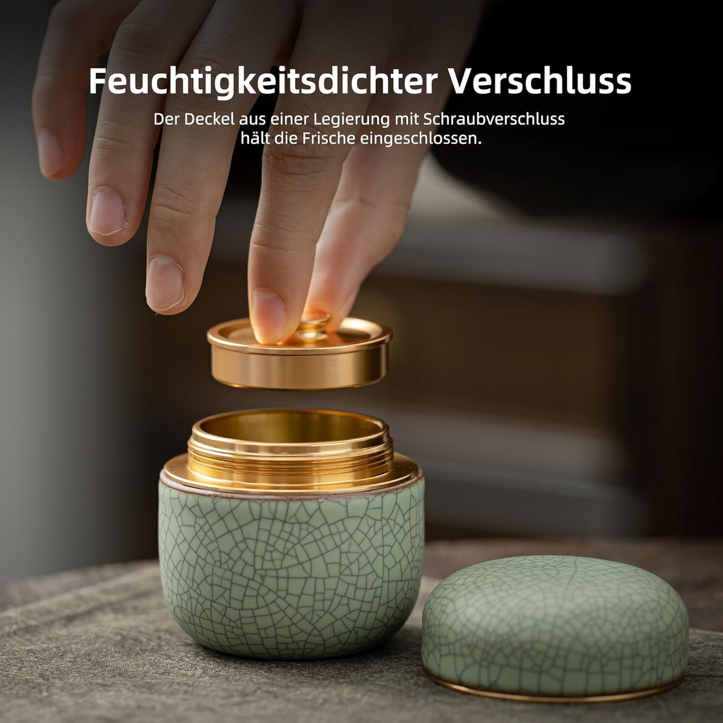 Matcha-Behälter, Hellgrün mit Schwarzer Linie