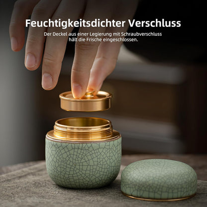 Matcha-Behälter, Hellgrün mit Schwarzer Linie