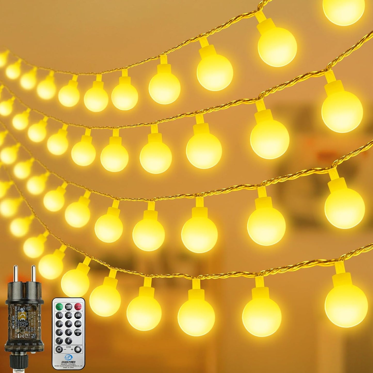 LED Lichterkette mit Fernbedienung, 300 LEDs, dimmbar, Warmweiß-b 39M