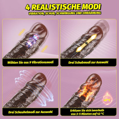 Realistischer Vibrator mit 9 Modi und Stossfunktion, Braun