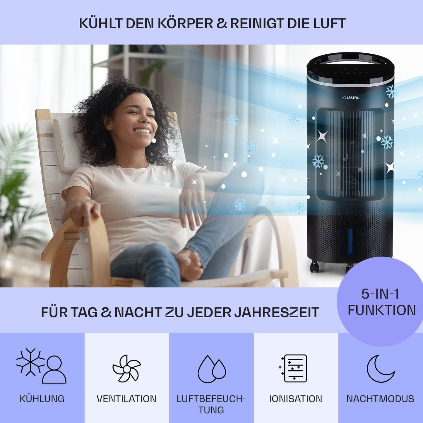 5-in-1 Luftkühler, Schwarz
