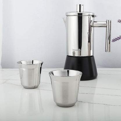 2er-Set Doppelwandige Espressotassen, 75 ml Chrom