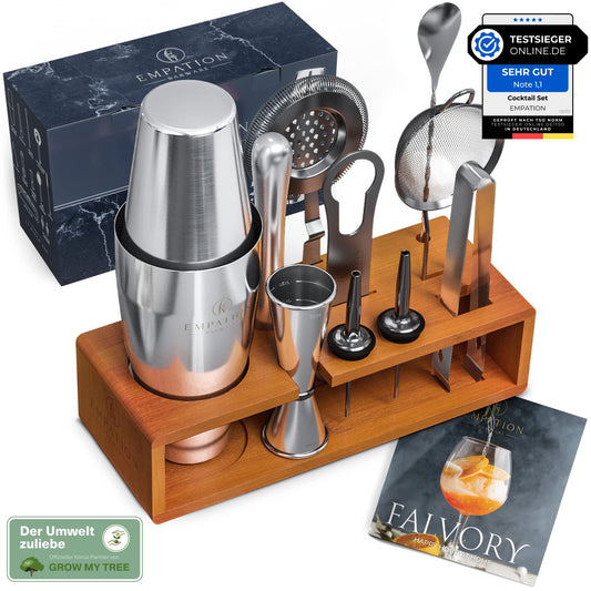 Cocktail Set mit Rezeptbuch, Cocktail Set mit Rezeptbuch, Edelstahl, braun