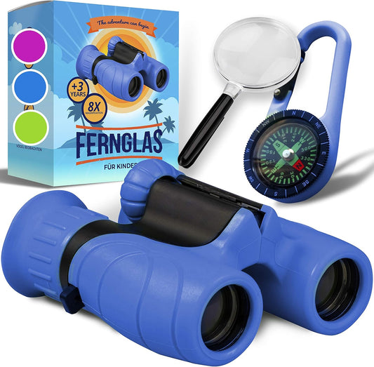 Fernglas-Set für Kinder mit Lupe & Kompass, blau