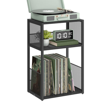 Regal für Plattenspieler und Schallplatten, Ebenholzschwarz Standardversion