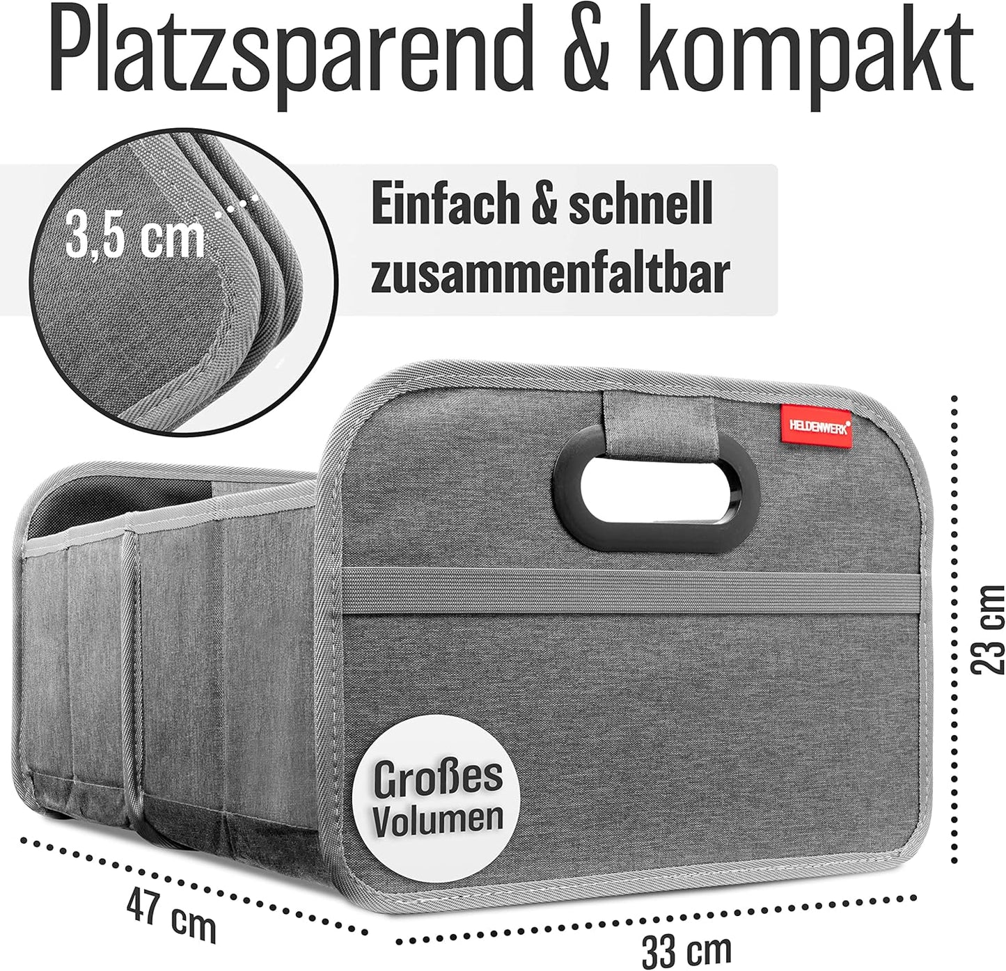 Faltbare Kofferraumtasche mit Anti-Rutsch-Klett, Grau