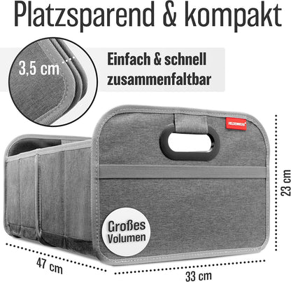 Faltbare Kofferraumtasche mit Anti-Rutsch-Klett, Grau