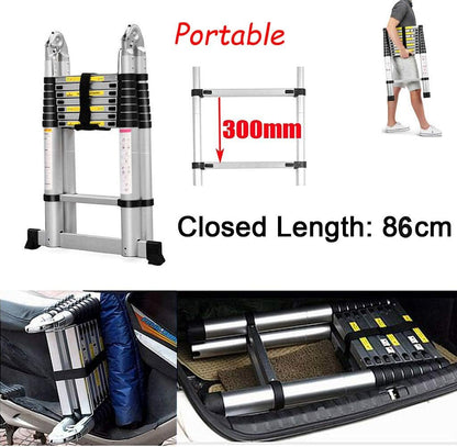 Teleskopleiter mit Stabilisator, 5M/2.5M+2.5M