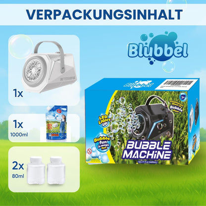 LED Seifenblasenmaschine mit 1L Flüssigkeit, Weiss