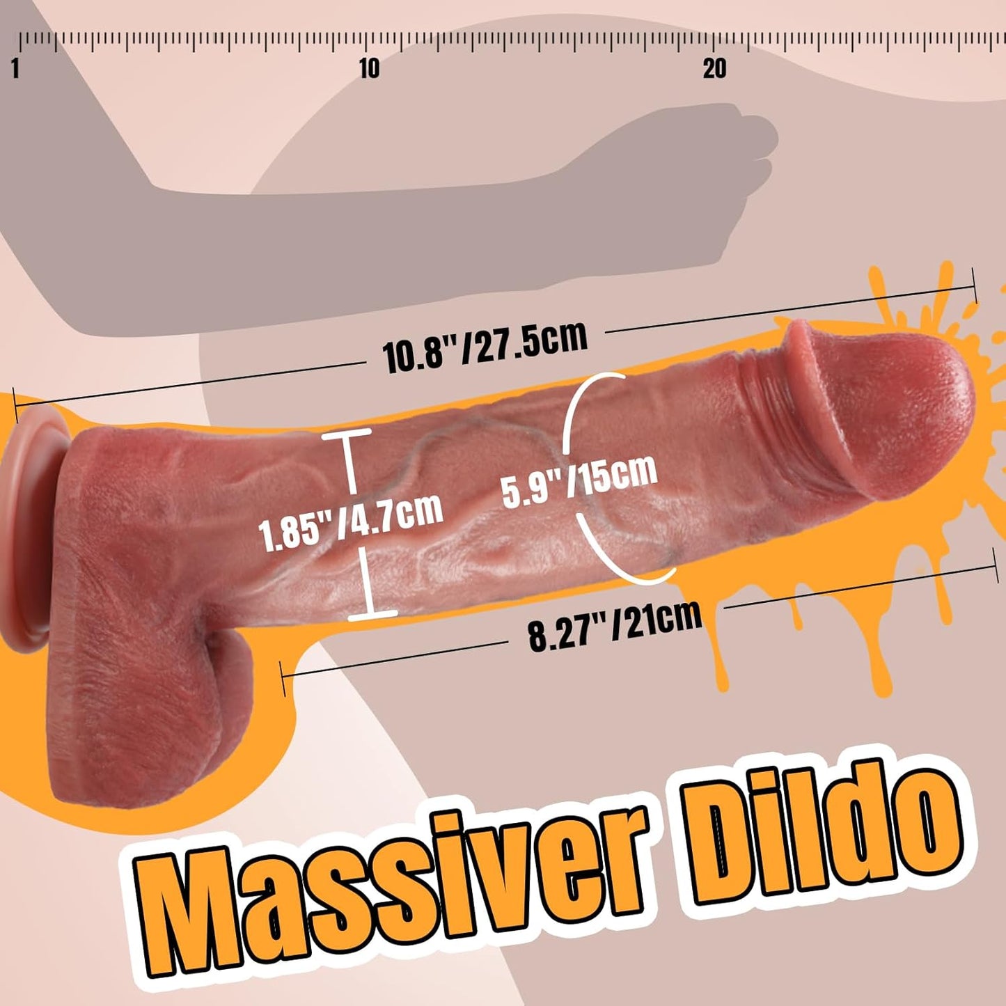 Realistischer Dildo mit Saugnapf und Adern, XXL-Fleischfarbe