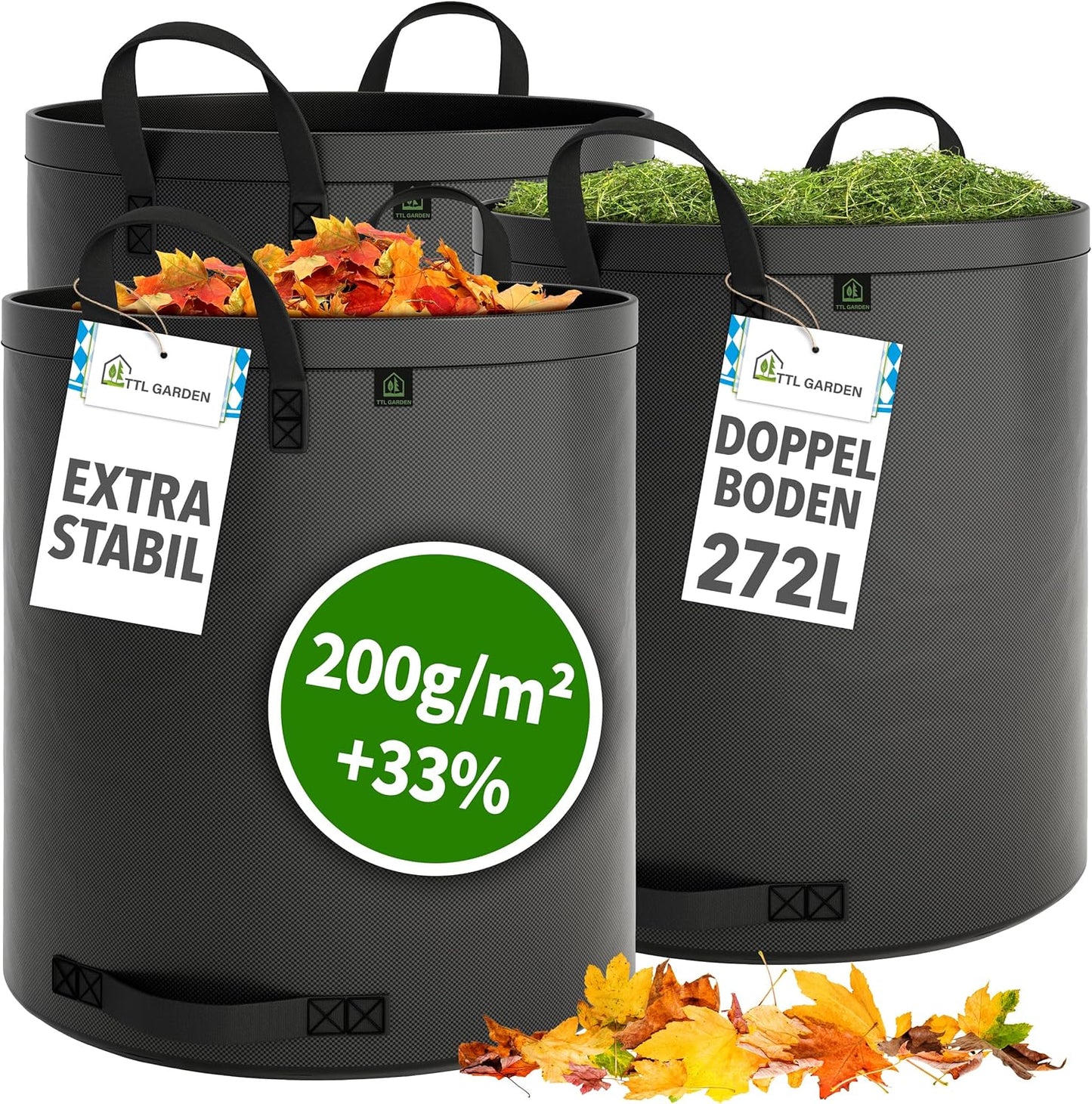 3er-Set Gartensack Super Solid, 272 Liter grau 3x 1 stück (3er Pack)