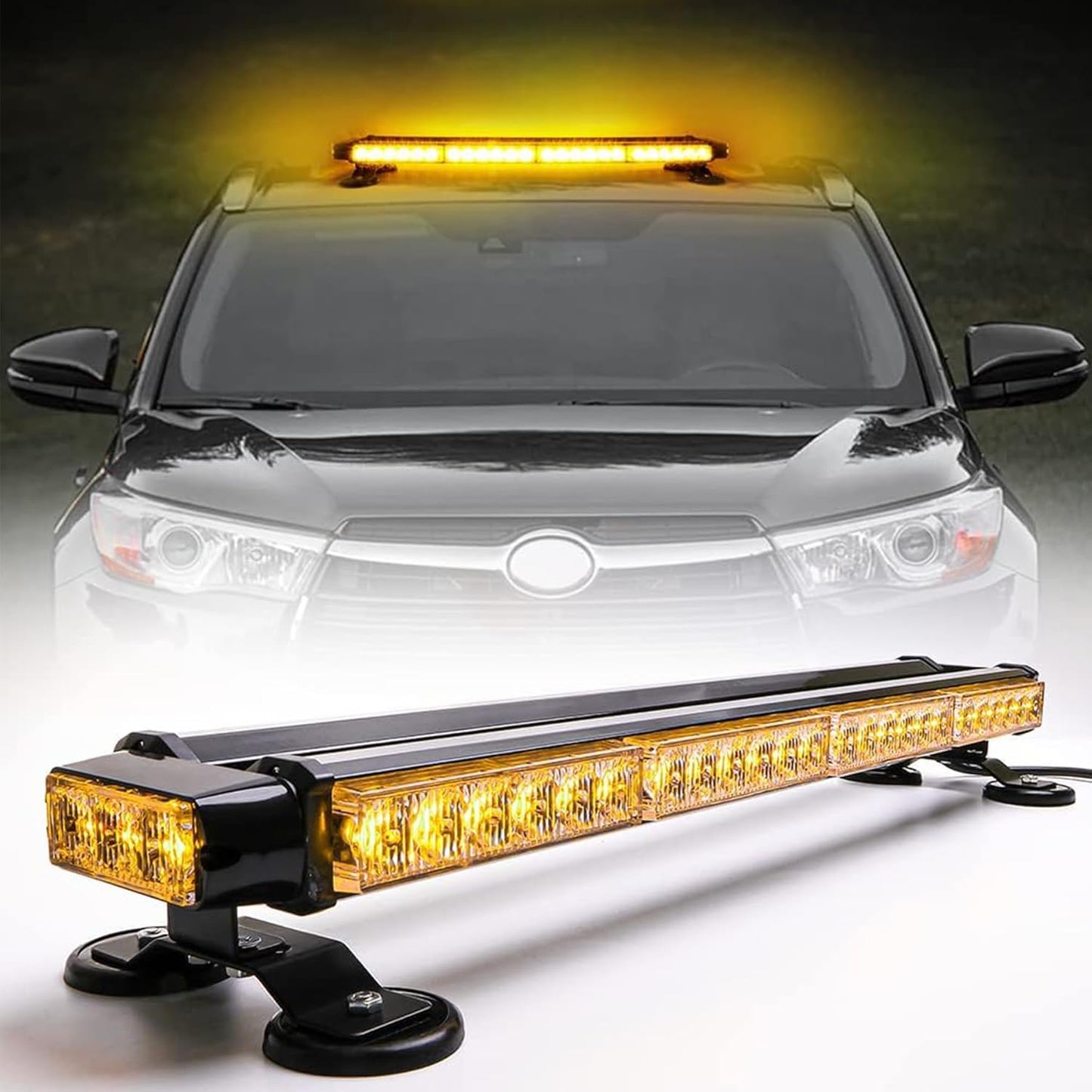 LED Rundumleuchte mit 7 Blitzmodi, Gelb 67cm