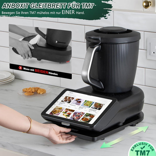 Gleitbrett für Thermomix TM7 mit Rollen, Schwarz