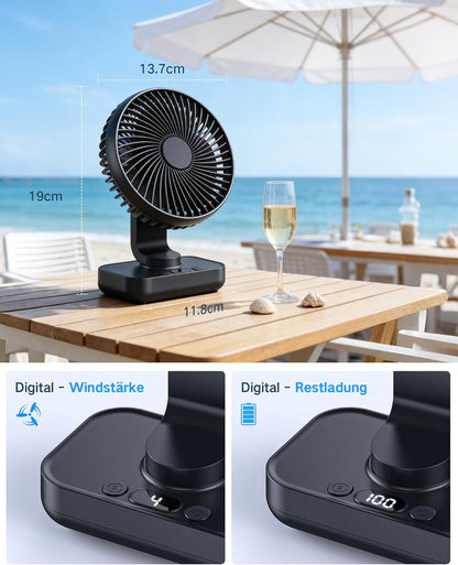 Oszillierender Tischventilator, Matt-schwarz