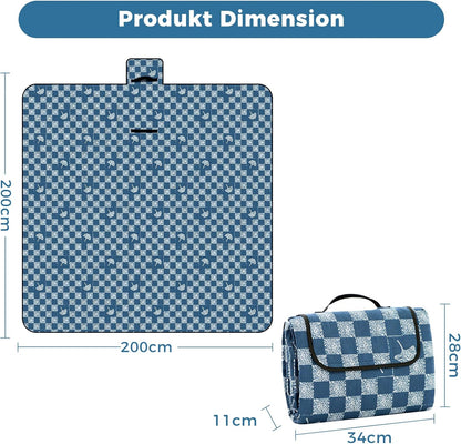 Faltbare Outdoor-Picknickdecke, 200 x 200 cm (Rechteckig) Jeansblau
