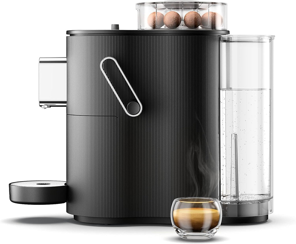 CoffeeB Globe Kaffeemaschine mit kompostierbaren Kaffeebällen, Schwarz +90 Bälle LUNGO