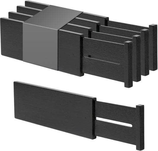 4-teiliges Schubladentrenner-Set, verstellbar, Schwarz klein (10H cm)
