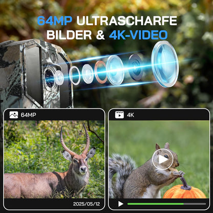 Wildkamera 4K mit Nachtsicht und Bewegungssensor