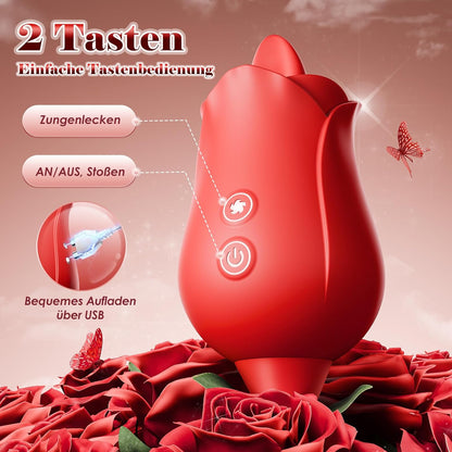 Rosen-Vibrations-Dildo mit 10 Funktionen für Frauen