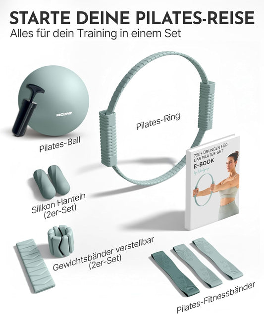 Pilates-Zubehör-Set für Zuhause mit E-Book, Pilates Set | Sky Blue