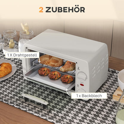Kleinbackofen mit Timer und Zubehör, Cremeweiß