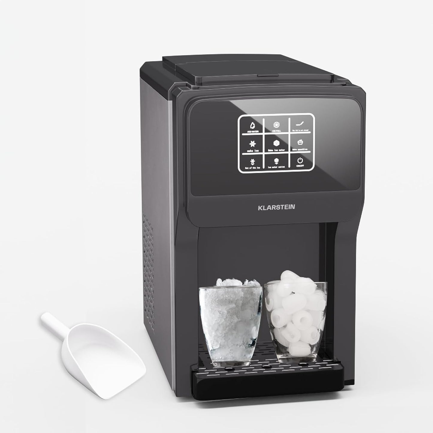 3in1 Eiswürfelmaschine mit Wasserspender und Crushed Ice, 3 in1 Crushed Ice Digital|Schwarz