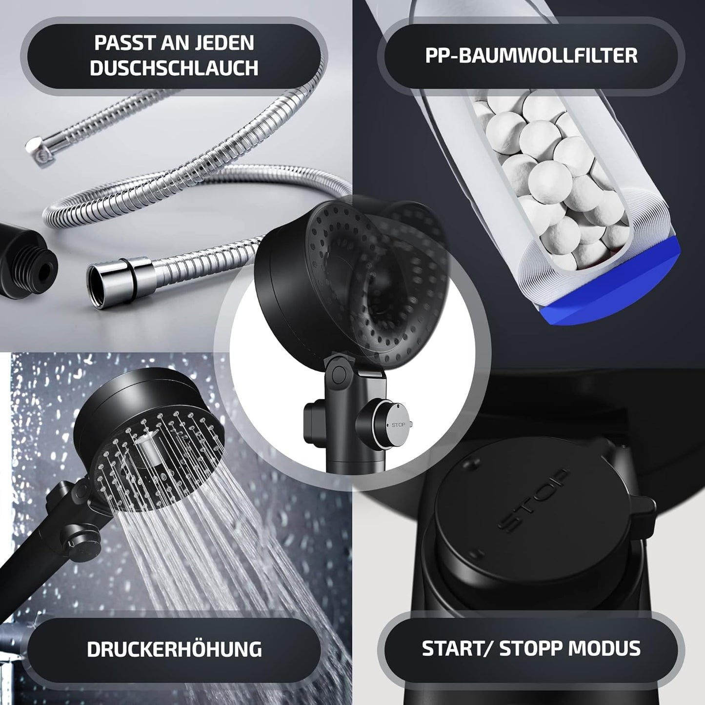 Duschkopf mit Filter & Booster Modus